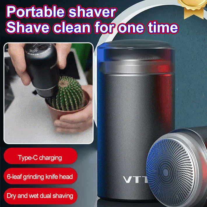 【Ready Stock】 Electric Mini Shaver Portable/Type-C Charging/6-Leaf Grinding Knife Head/Dry Wet Dual Use Waterproof Razor