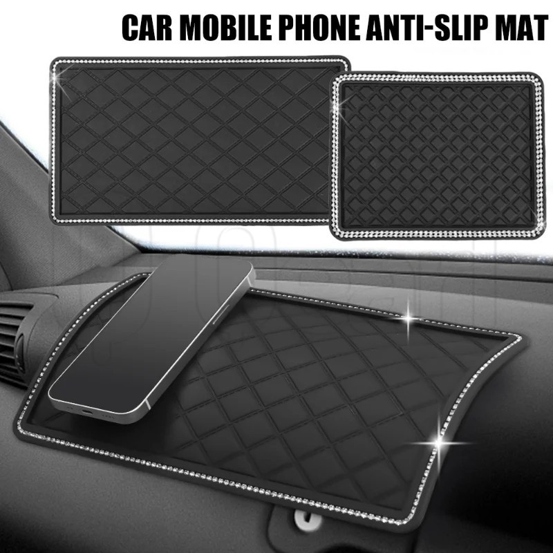 Durable Creative Car Storage Mat Vehicle Dashboard Decorative Pad Luxury Rhinestone PVC Multifunctional Universal for Phone Perfume Sunglasses Keys Car Magic Non-slip Sticky Mat