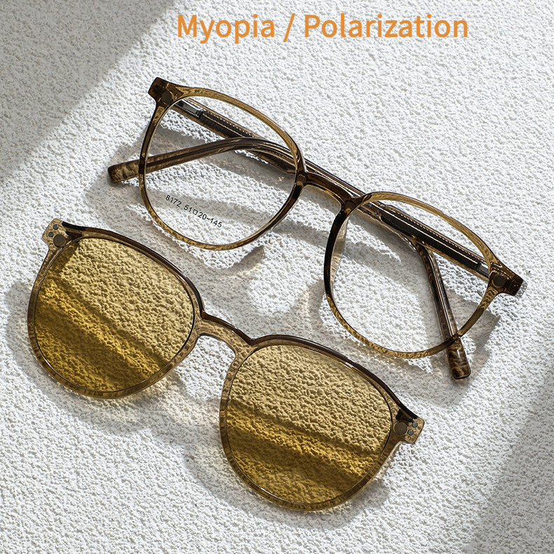 2in1 Magnetic Spectacles Can Upper Flip Polarized Sunglasses TR90  Glasses Frame UV400 8172
