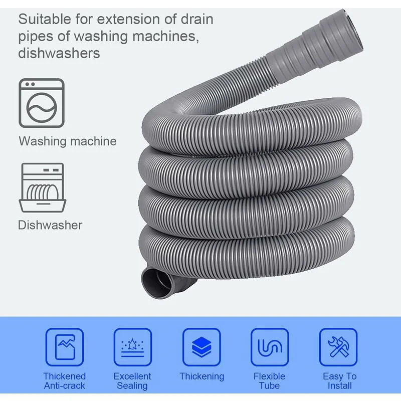 [PROMO] Washing Machine Dishwasher Drain Hose Outlet Water Washer Pipe 2m 4m Paip Hos Tiub Air Keluar Mesin Basuh Sink