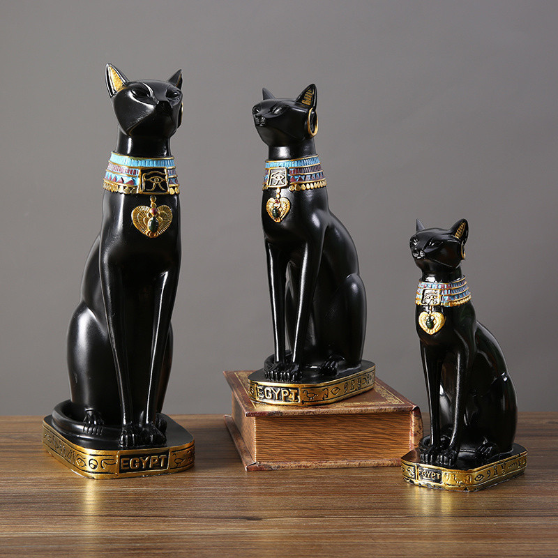 Creative Dark Style Retro Egyptian Cat Decorations Home Decorations Wine Cabinet Lucky Cat Office Crafts-nana0401