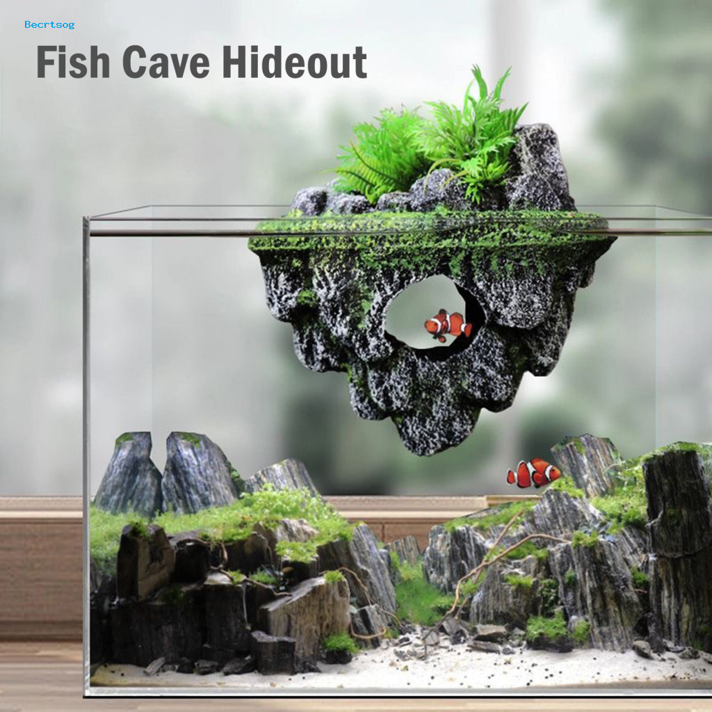 Fish and Shrimp Stimulation Toy Aquatic Landscape Enhancement Miniature Moss Rock Betta Cave Hideout for Aquarium Decoration Southeast Asian Buyers' Favorite