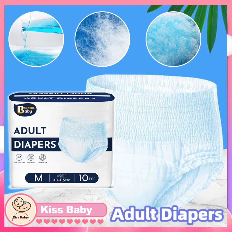 [24 Hours Delivery] Adult Diaper Pants M/L/XL (10Packs/100Pcs) Diapers Pants Adult Tape Diaper Leak-Proof