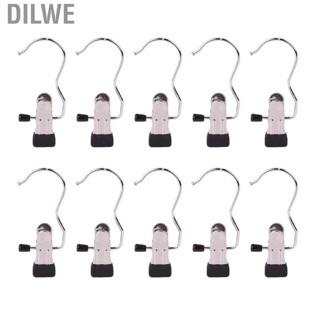 Dilwe [Ander Online] (Purchase 10pcs ) Multifunctional clothes hanger dipped in plastic non-slip note holder metal small clip stainless steel - hook No 1 (Material: steel)