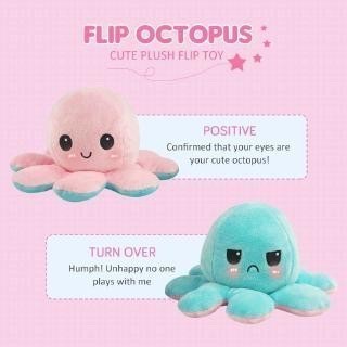 Flip Octopus Doll – Reversible Plush Toy with Dual Expressions  Cute Bipolar Stuffed Gift for Kids