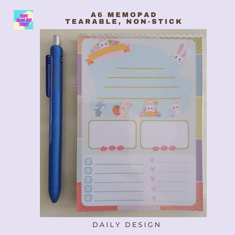 A6 MemoPad 80sheets 100gsm Paper Cute and Practical Design Sheets with Free 1 Sheet Sticker