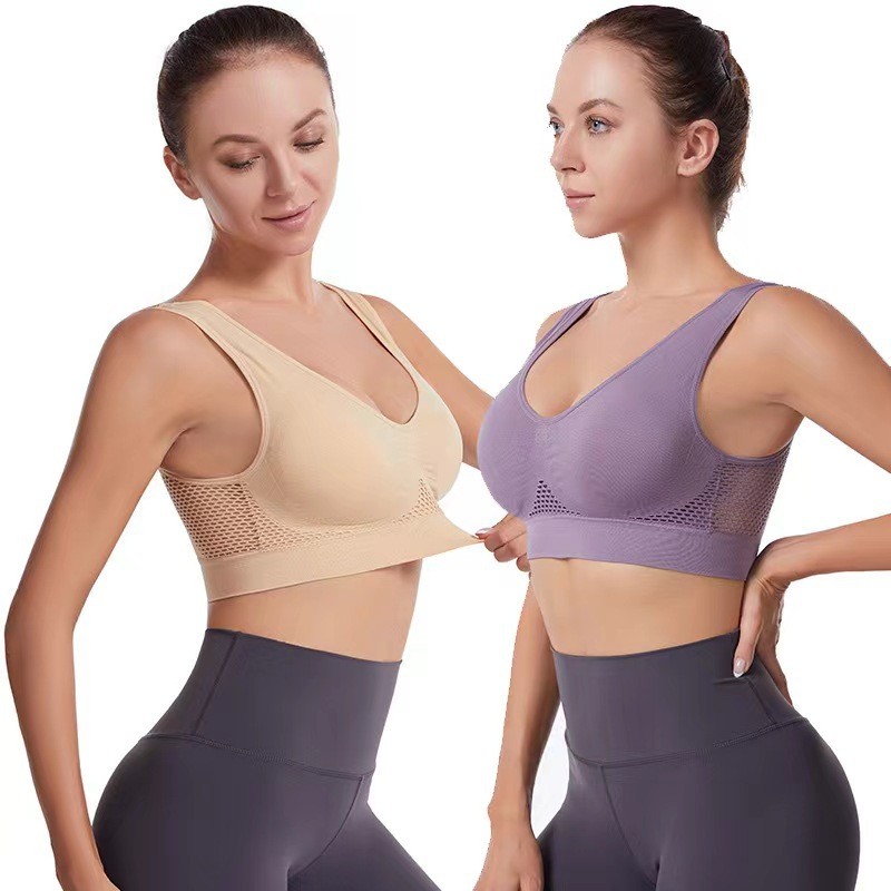 S-6xl Mesh Hollow Ventilation Hole Sports Bra Cross-Border Large Size Yoga Running Sports Underwear