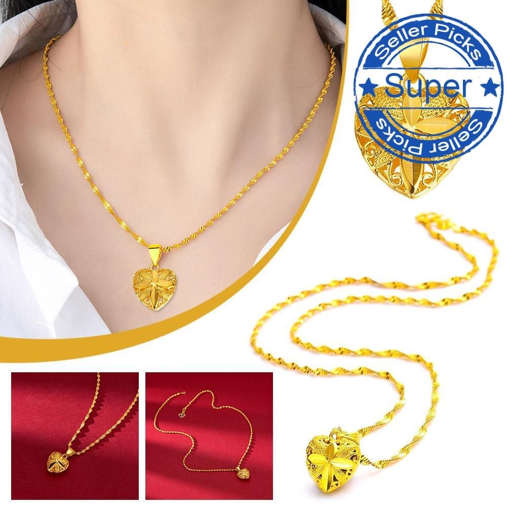 ASDMAEIT Stylish Heart Shaped Gold Plated Necklace Exquisite Necklace High Quality T5U1