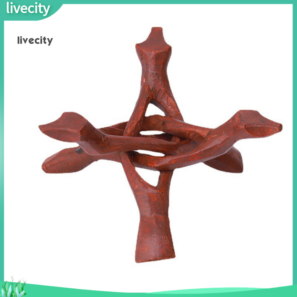 livecity| Display Holder Collectible Hand-carved Wooden Tripod Stand for Crystal Balls and Geodes Decorative Holder for Room Decor Southeast Asian Buyers' Favorite