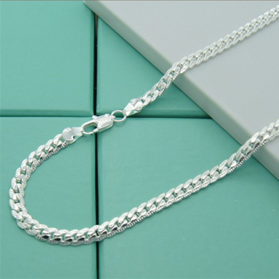 2024 New Fashion 925 Sterling Silver Necklace Unisex 5MM Flat Snake Link Chain Lobster Clasp Jewelry For Women Men Christmas Valentine's Day Gifts Wholesale 