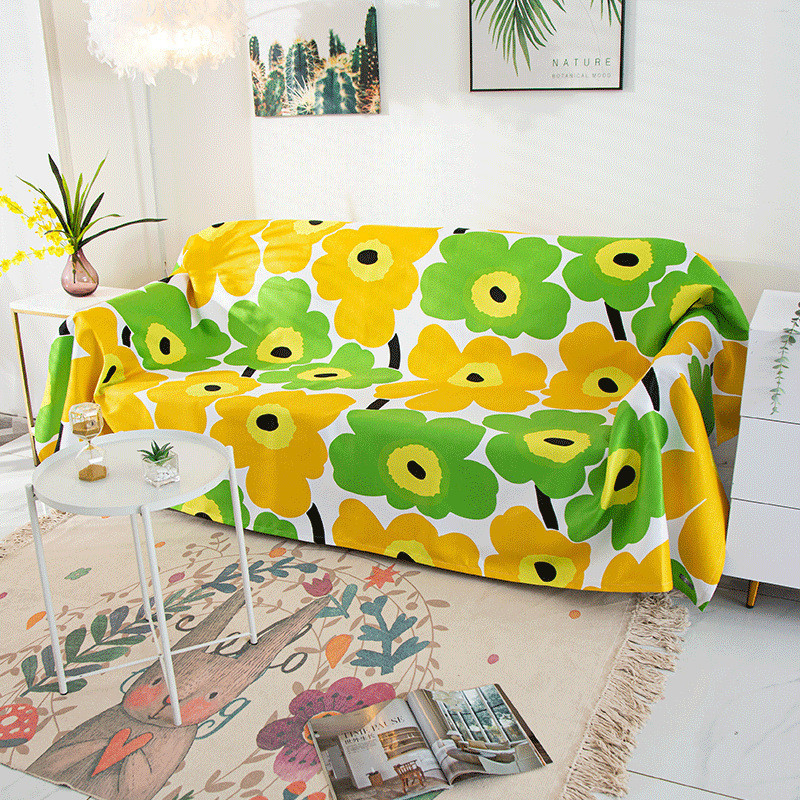 Nordic ins Finnish Style Sofa Towel Poppy Flower Cover B & B Backrest Cushion All-Inclusive Anti-dust Double Sofa Cover Cloth