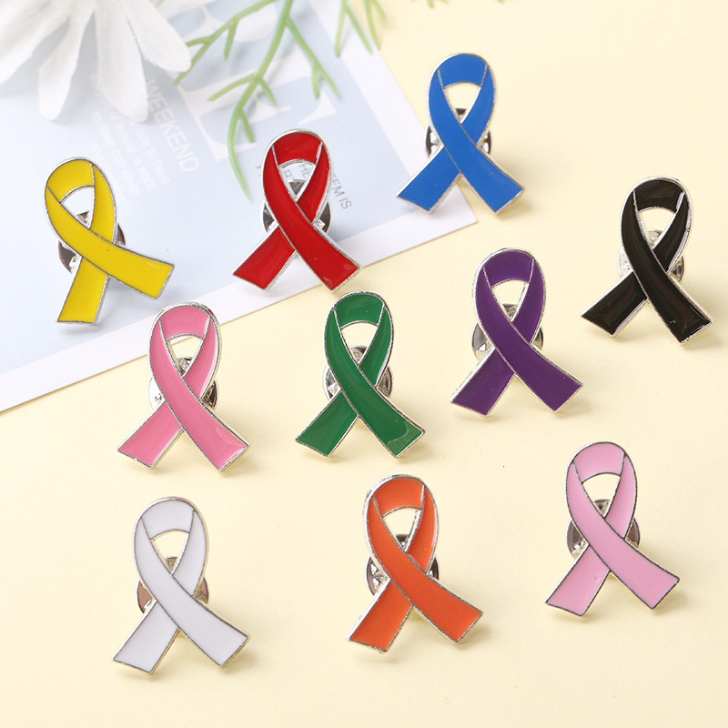 Yellow Awareness Ribbon Pins Childhood Cancer Awareness Bone Cancer Love Care HIV AIDS Badge Bowtie Enamel Lapel Brooch