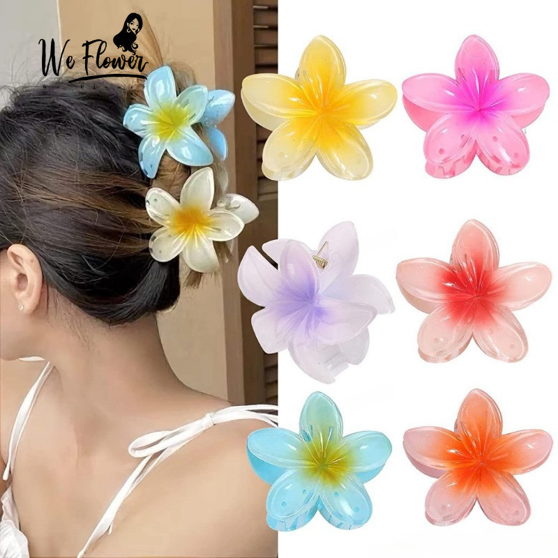 We Flower Colorful Hawaii Plumeria Flower Hair Claw Clips for Women Girls Bridal Wedding Party Beach Floral Hairpins Fashion Hair Accessories