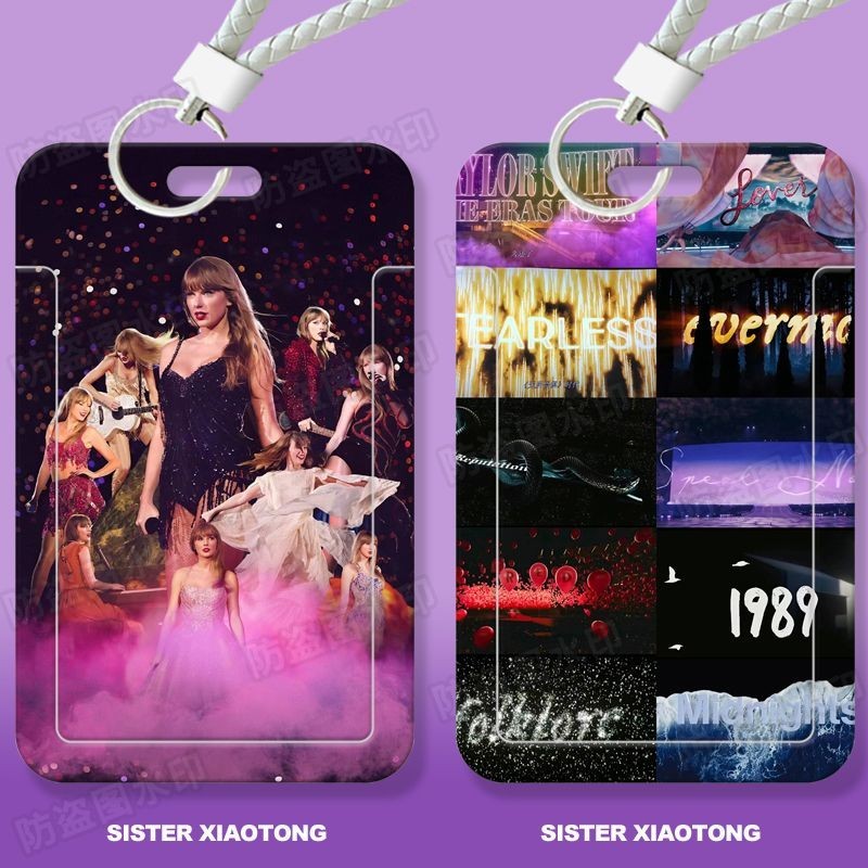 【Multiple pattern options 】Singer Taylor Swift Concert Pattern Credit Card Holder Student ID Card Case With wrist strap Office Identity Access