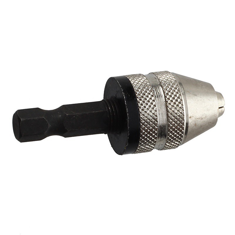 DIY Workshop Silver+Black 6mm Keyless Drill Bit Chuck Quick Change Adapter Converter Hex S Heavy Hardware - Image 3