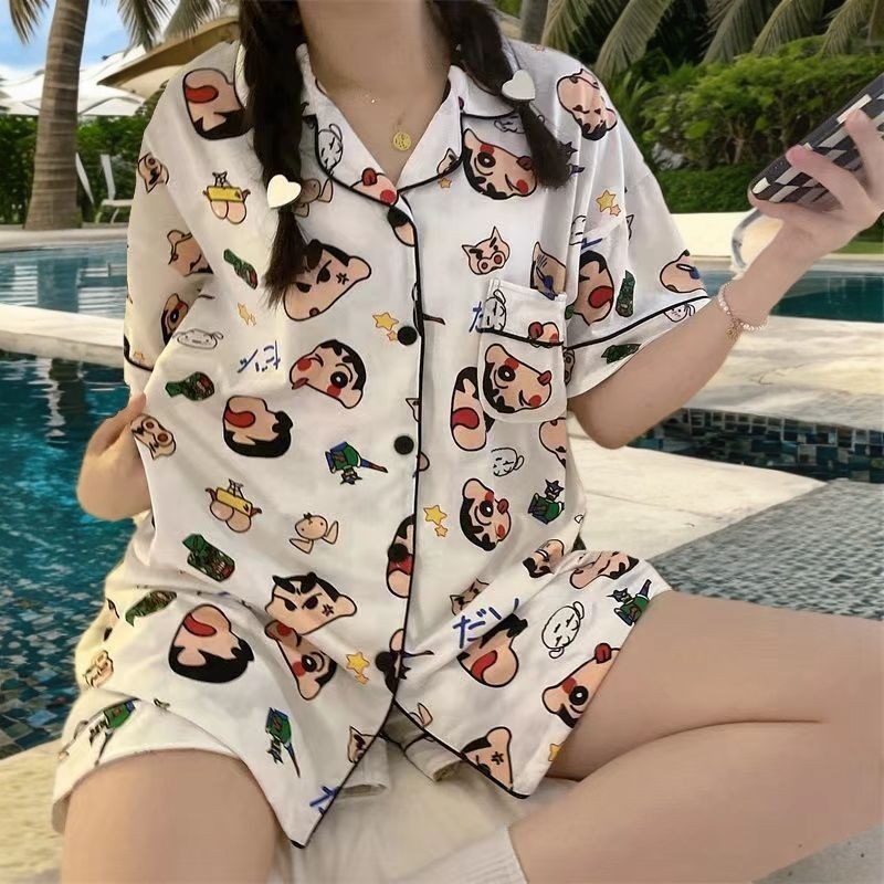 Cute crayon Shin-shirt pajamas for women cartoon short-sleeved cover可爱蜡笔小新睡衣女卡通短袖套
