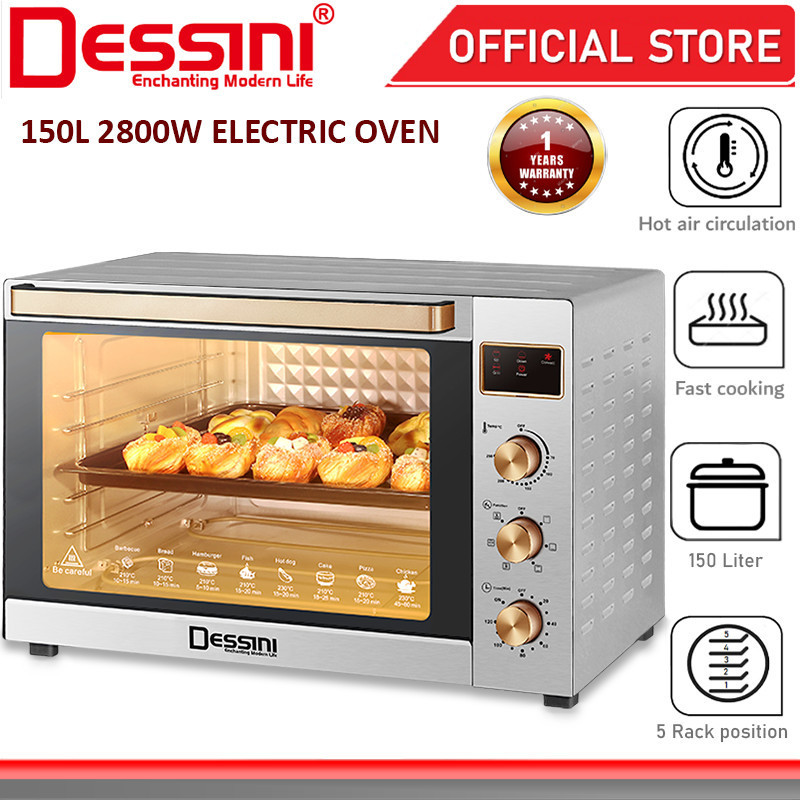 DESSINI ITALY 150L Electric Rotisserie Oven Convection Hot Air Fryer Toaster Timer Oil Free Roaster Machine / Ketuhar