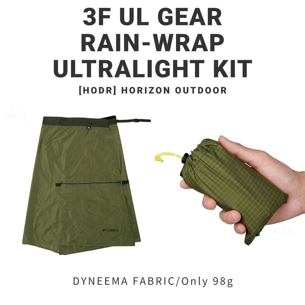 【LODR】3F UL GEAR Outdoor Waterproof Rain Skirt - Snow Skirt - Dyneema Fabric - 20D Blend - 98g - Windproof and Breathable - Water Resistant and Durable