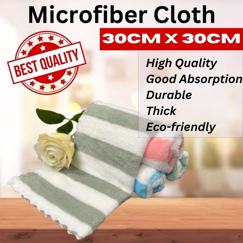 MULTIPURPOSE SOFT MICROFIBER KITCHEN TOWEL  /MULTIFUNCTIONAL TOWEL /KAIN DAPUR /KAIN LAP PINGGAN Thick Stripe Cloth Han