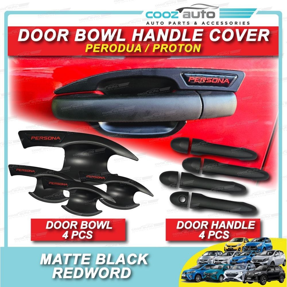 Perodua Bezza Alza Myvi Axia Persona Saga X50 X70 Door Handle Door Bowl Cover Matte Black Protector Penutup Pintu Kereta