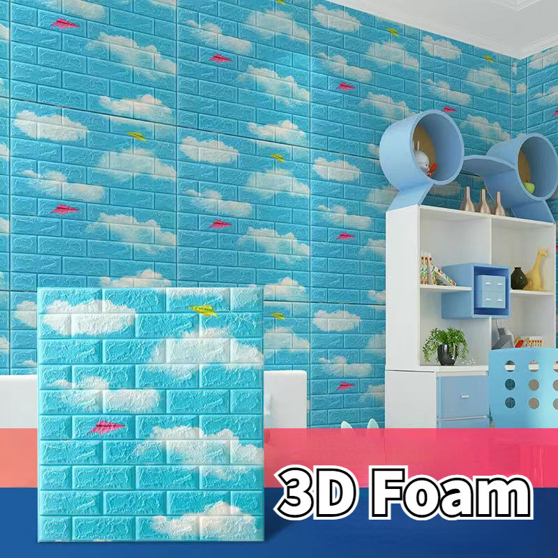 Brick Design Foam 3D Wall paper Dinding adhesive DIY Wall Stickers PE Waterproof Panner Wallpaper Dinding Rood Ceiling Room decor Pelekat Dinding Batu Bata