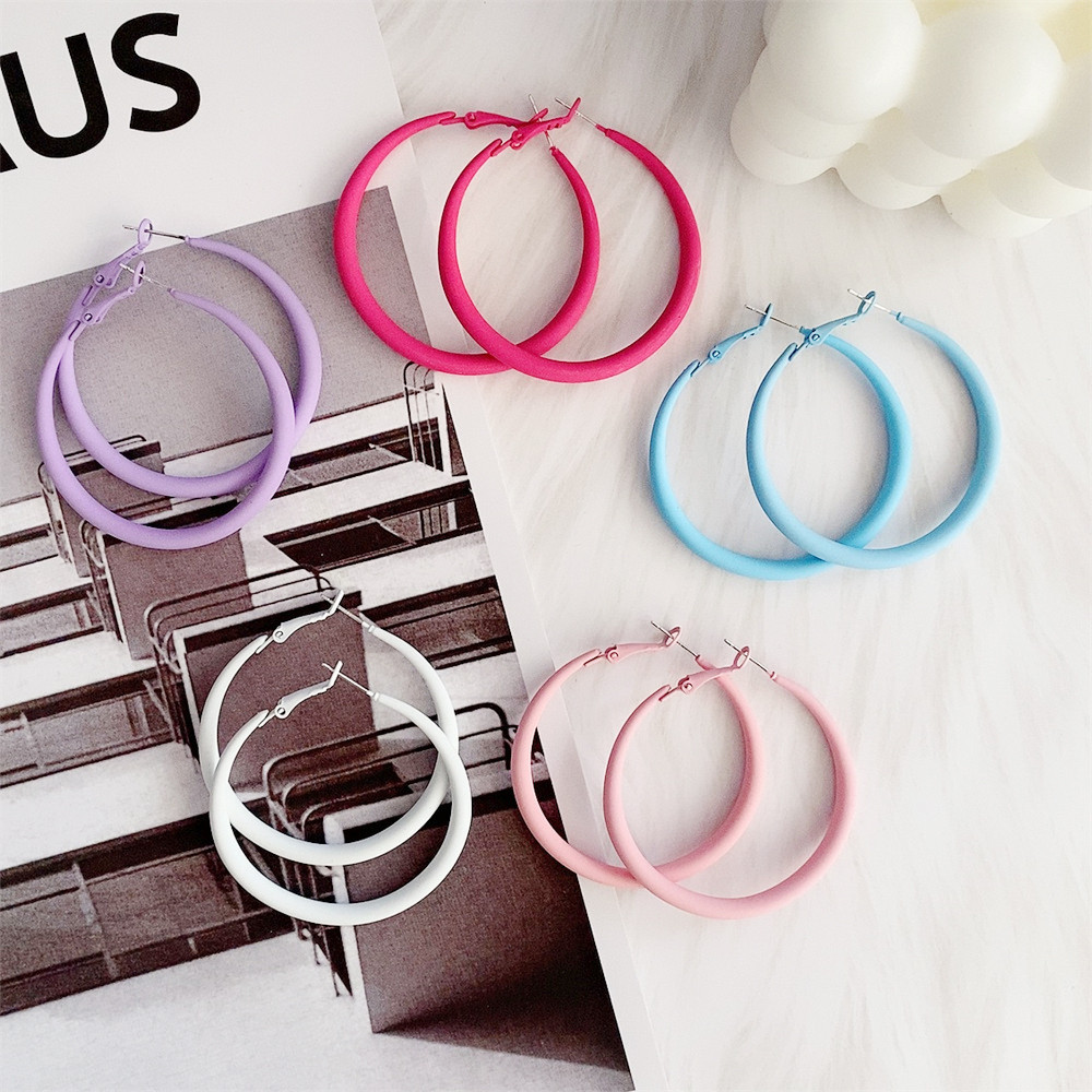 Large Circle Earrings for Women Summer Colorful Neon Hoop Earrings Multi Color New Design Girl Rock Punk Jewelry