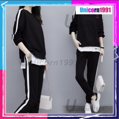 6-1【 Murah Sekali】2pcs set Pakaian Kasual Wanita Pakai Baju Seluar Pants Pant Olahraga Sport Wear