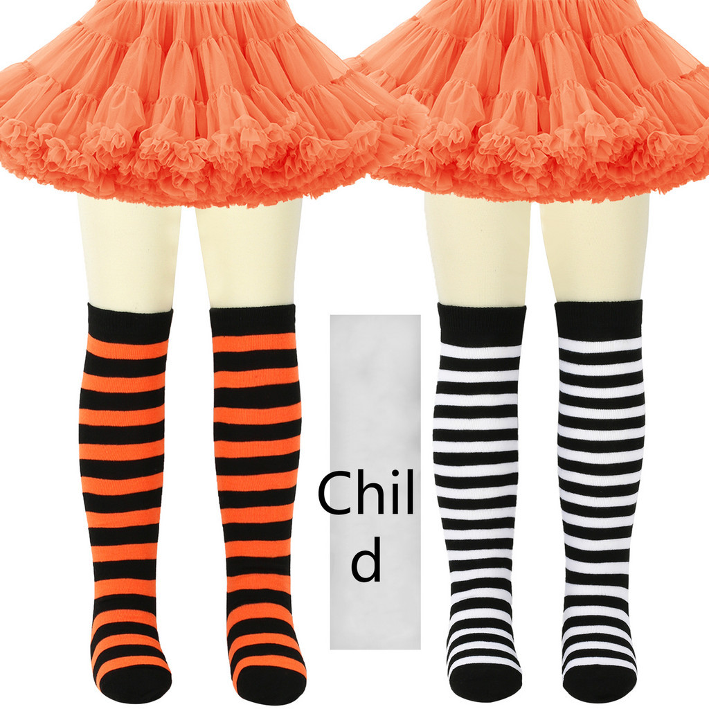 Girls Youth Fancy Striped Design Multi Colorful Patterned Long Tube Knee High Uniform Socks for Boys Girls 7-12 Years