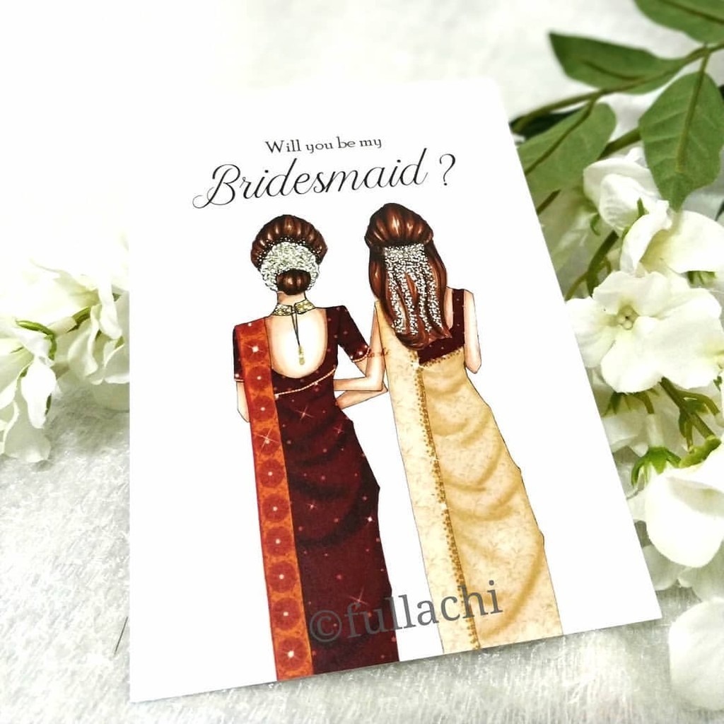 Indian Bridesmaid Card - Desi Girls in Saree - Will you be my Bridesmaid