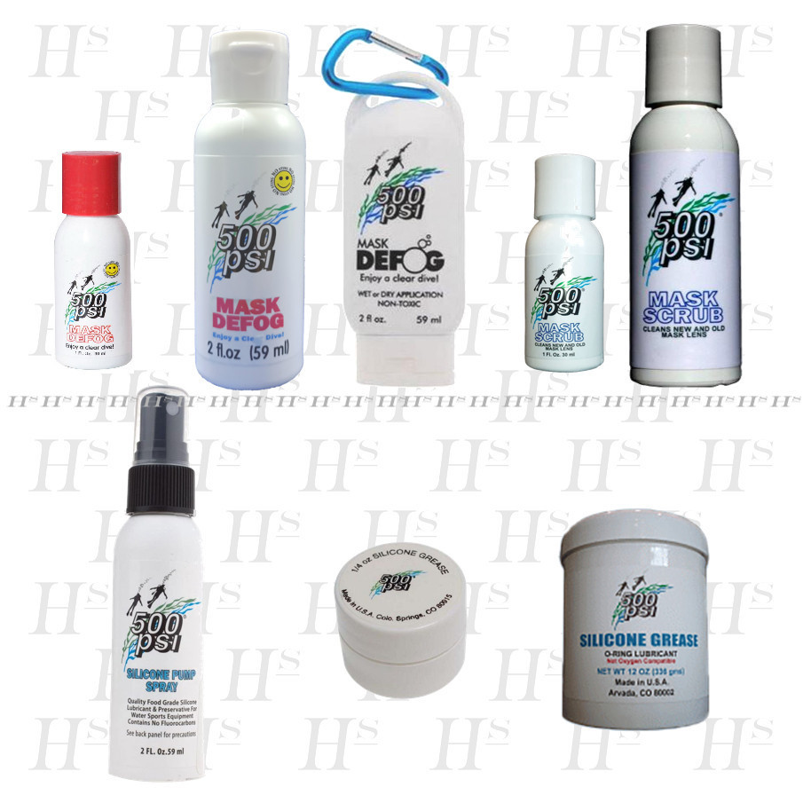 500 PSI MASK DEFOG / MASK SCRUB / SILICONE SPRAY / SILICONE GREASE