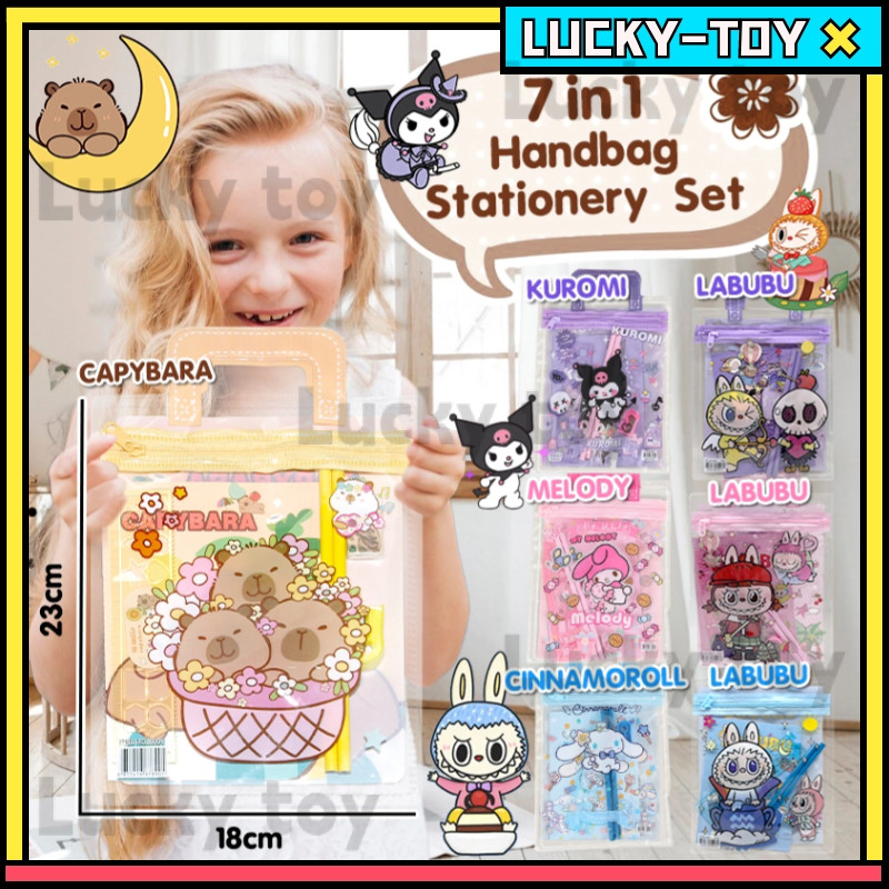 【ReadyStock 】Alat Tulis Capybara Kuromi Labubu Stationery Set For Students Kids Birthday Gift Set School Set Birthday Party Gift School Supplies