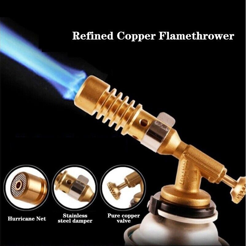 Portable Metal Flame Gun Butane Gas Torch Flaming Thrower Camping Welding Multipurpose Burning Fire Maker Adjustable