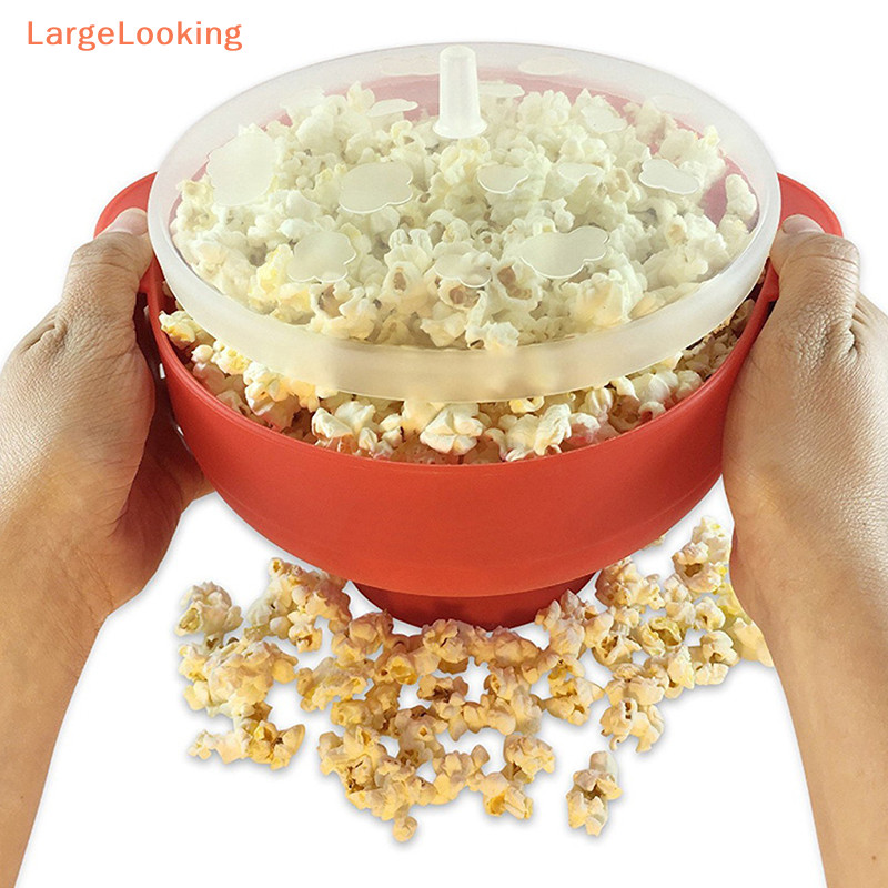 [LargeLooking] Kitchen Microwave Popcorn Bowl Bucket Silicone DIY Popcorn Maker With Lid Chips Fruit Dish High Quality Easy Tools Popcorn  