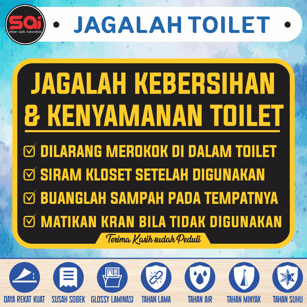 VINYL STICKER KEEPS TOILET CLEANING WATERPROOF GLOSSY LAMINATION