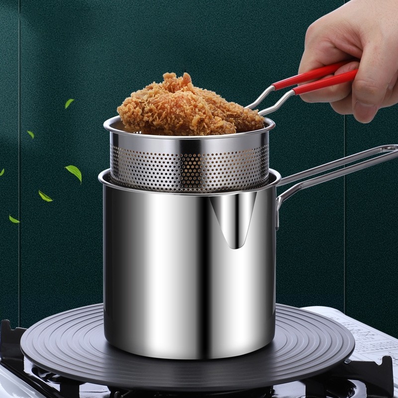 MSW Multi -functional fuel -saving small fried pot mini fryer One set = two 304 Stainless Steel Fried Pot/304不锈钢炒锅/迷你油炸锅