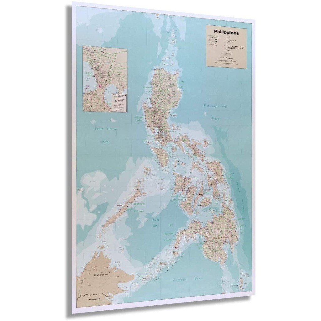 Map of The Philippinesinch Philippine Islands Map Includes Inset of Metro Manila Philippines Poster Geopolitical Map Produced By United States Cia 09