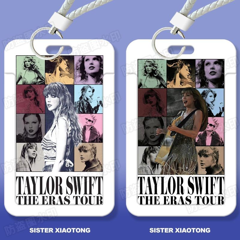 【Multi-color options 】Singer Taylor Swift Pattern Credit Card Holder Student ID Card Case With wrist strap Office Identity Accessories