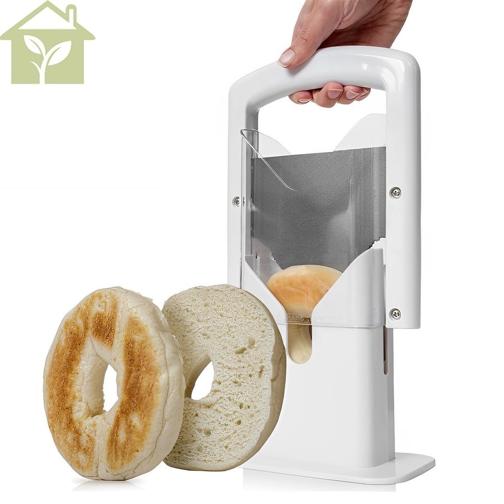 Bagel Cutter Slicer with Safety Handle Household Bagel Slicer Stainless Steel Bagel Precision Cutter Reusable Bread Slicer  SHOPABC5350