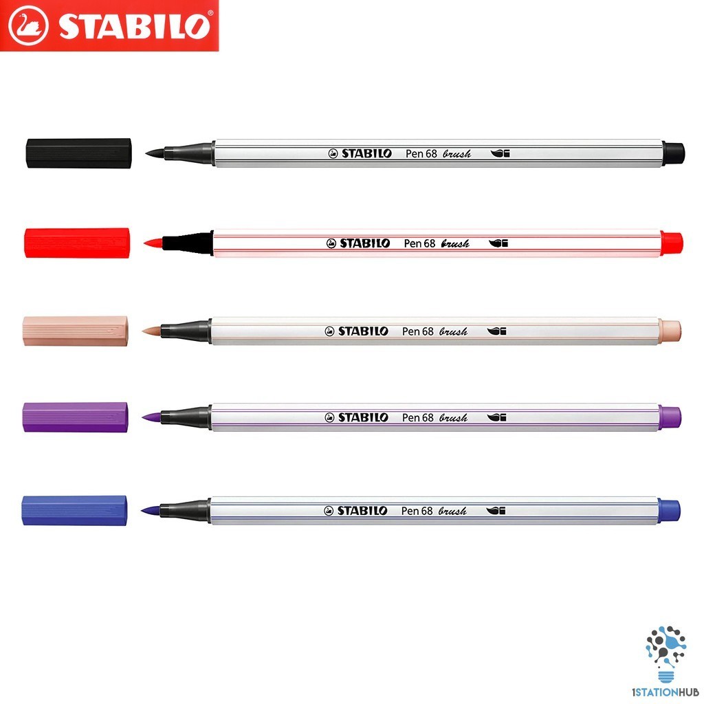 Stabilo Pen 68 Brush Pens | Lettering Hobby Artist Manga Drawing | Arts Craft Home Office Draw Colour Stationery