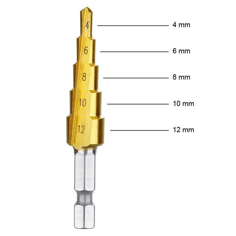 Craft DIY Drill Bit HSS Titanium Coated Hex Shank Step set cone hole cutter ，Bits Taper metric Tool Hardware - Image 2