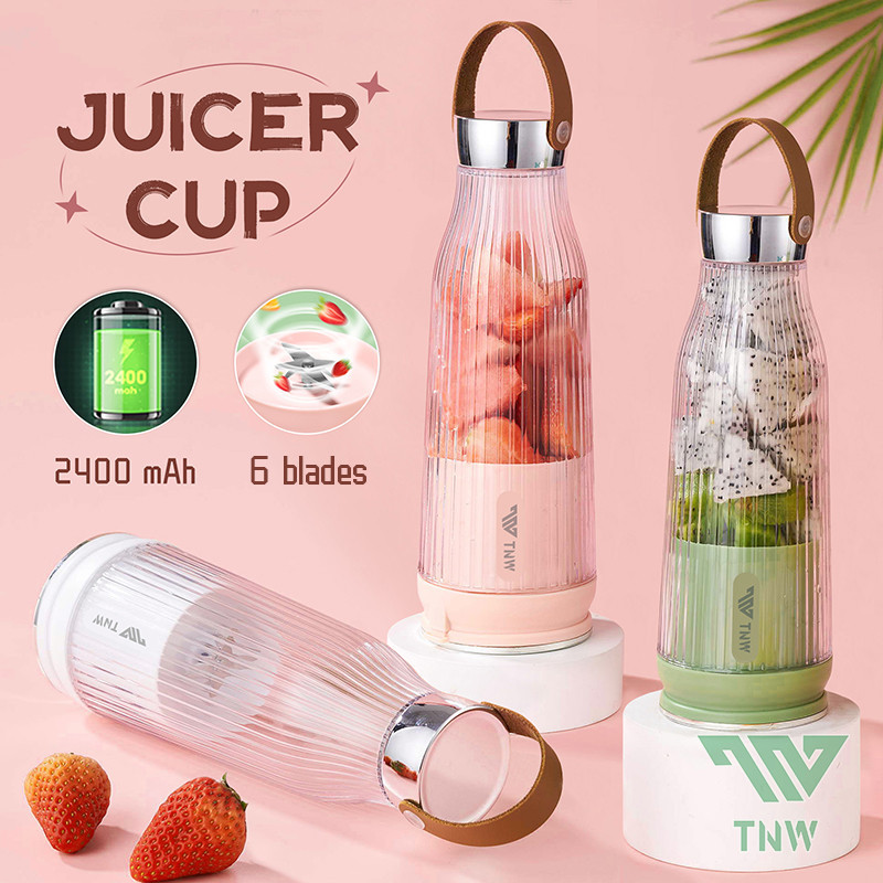 TNW Electric Juicer Cup 500ml Portable Smoothie Blender Mini Mixer Juice USB Charging Fruit Juicer 6 Blade 2400mAh