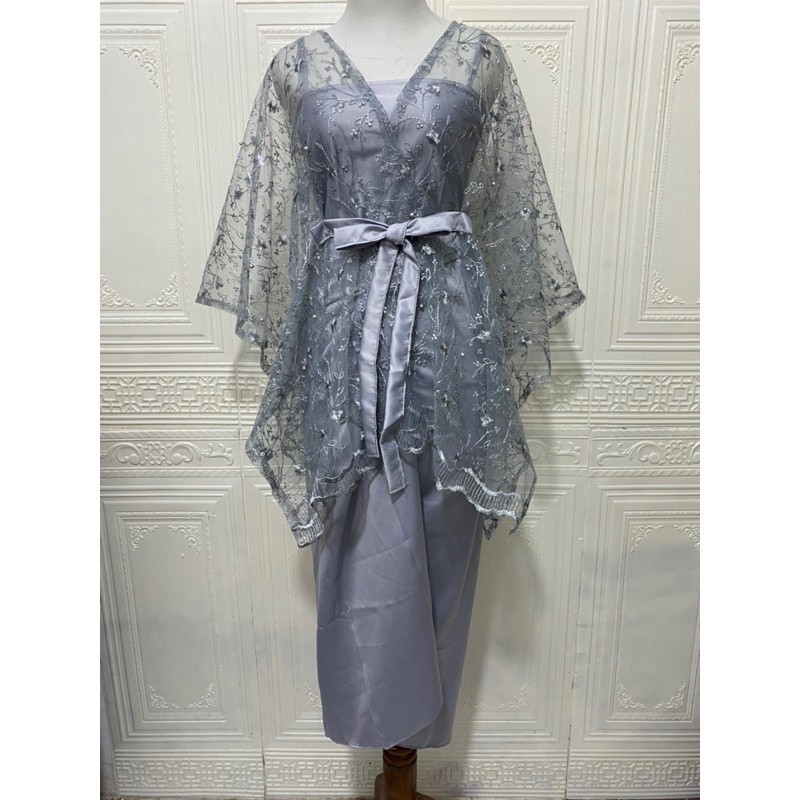 Durable Must Set kebaya outer tille pita cantik mix satin brukat kondangan wisuda bridesmaid modern mewah Premium - Image 5