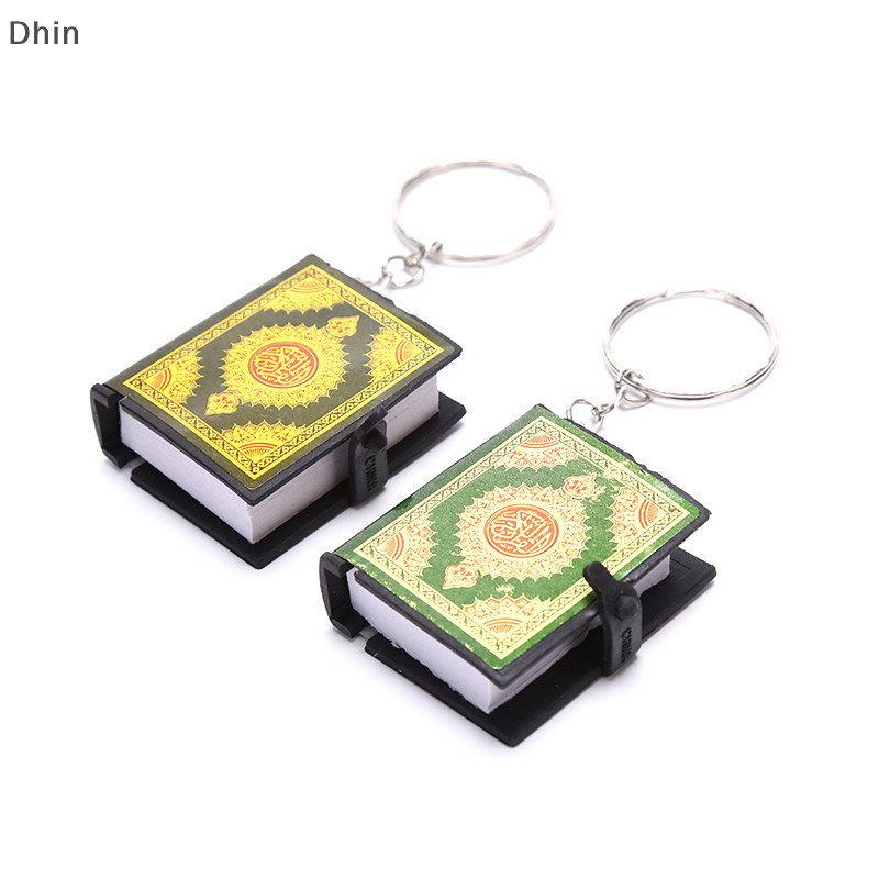 [Dhin] Mini Arabic Quran Islamic Keychain Allah Real Paper Can Read Pendant Keyring COD