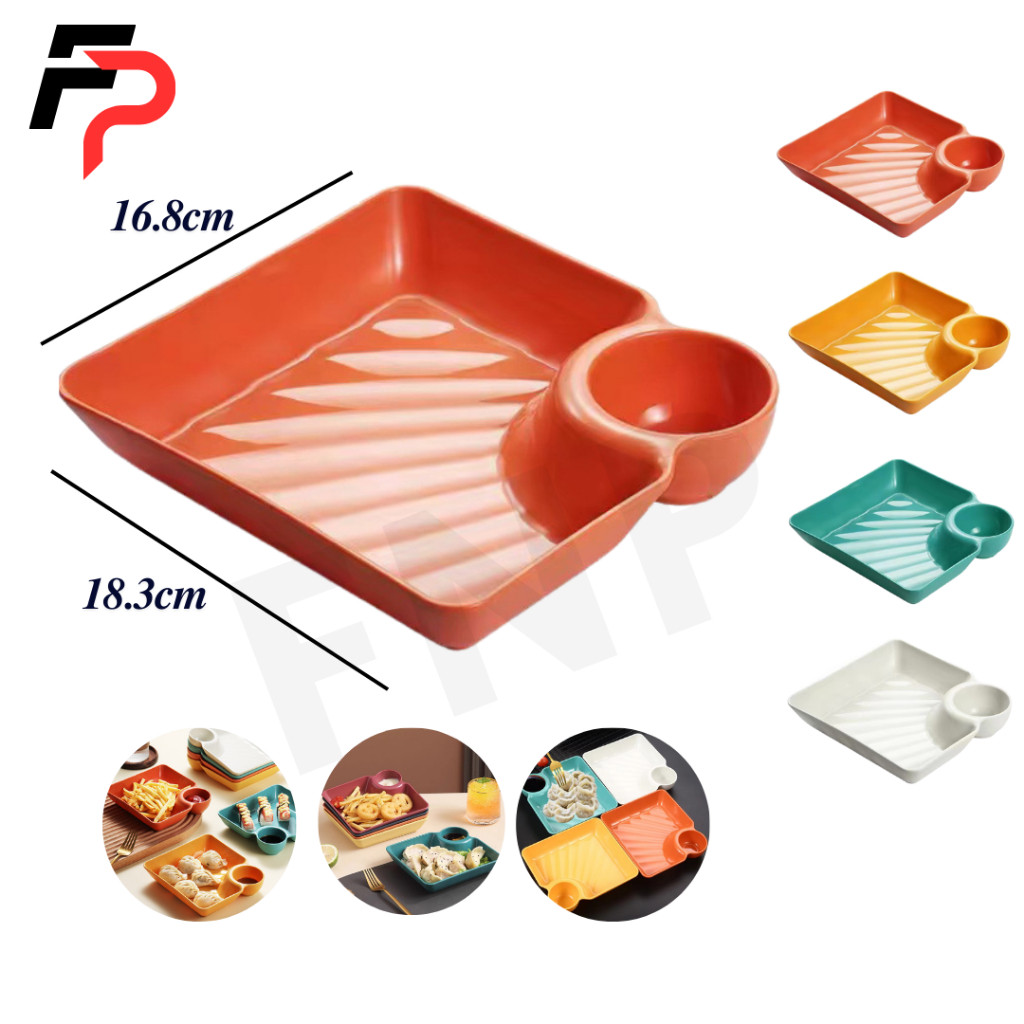 Plastic Japanese creative dumpling plate with vinegar dish integrated household dessert plate hotel restaurant
