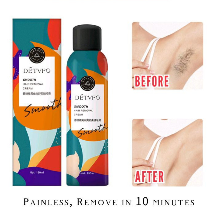 DETVFO 100% Natural Hair Removal Cream Extra Smooth 脱毛喷雾 painless hair removal foam spray suitable for men and women