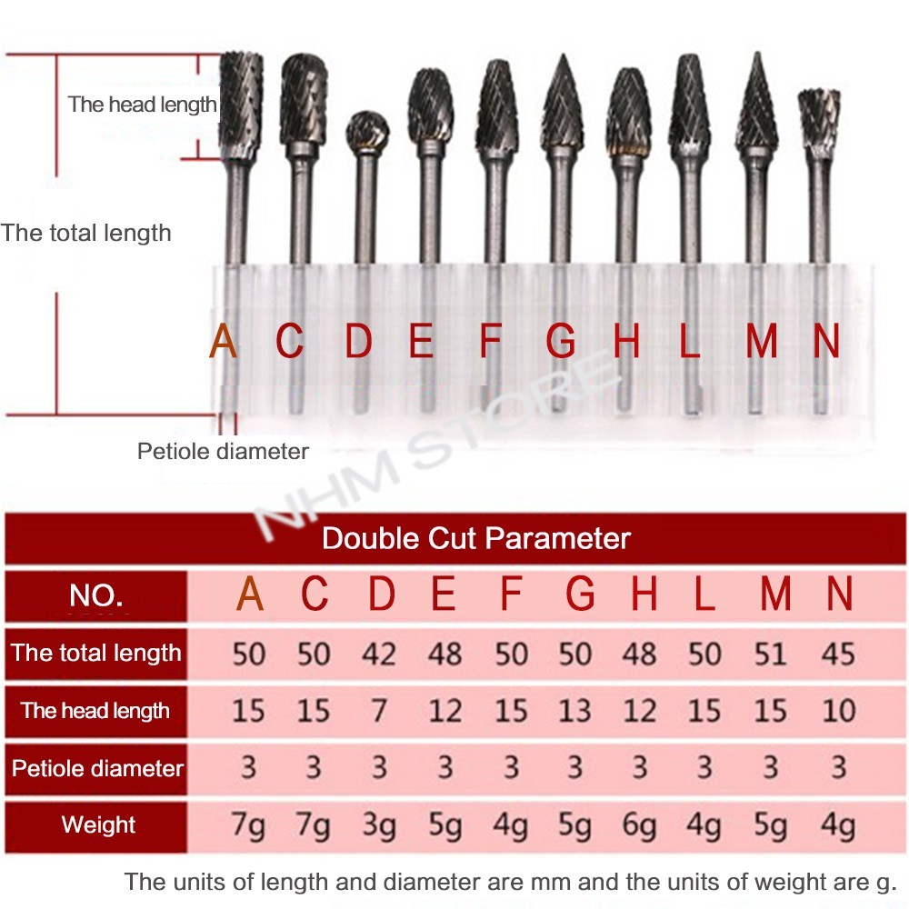 Duty Professional [] 3mm Tungsten Steel Grinding Head Single Double Cut Carbide Burrs Drill Hand Tools - Image 2