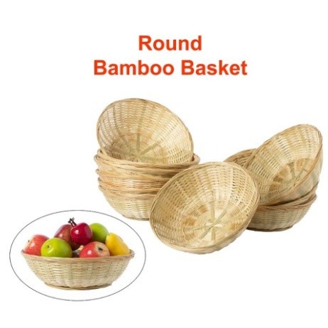 ROUND BAMBOO BASKET ROTI Woven Bread Fruit Vegetables Egg Storage Basketry Snacks Container