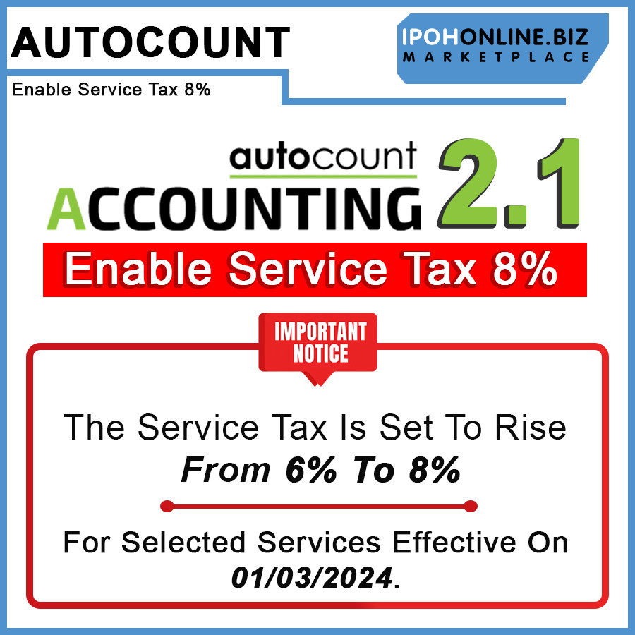 AutoCount Accounting 2.1 Enable Service Tax 8% Installation Pendrive