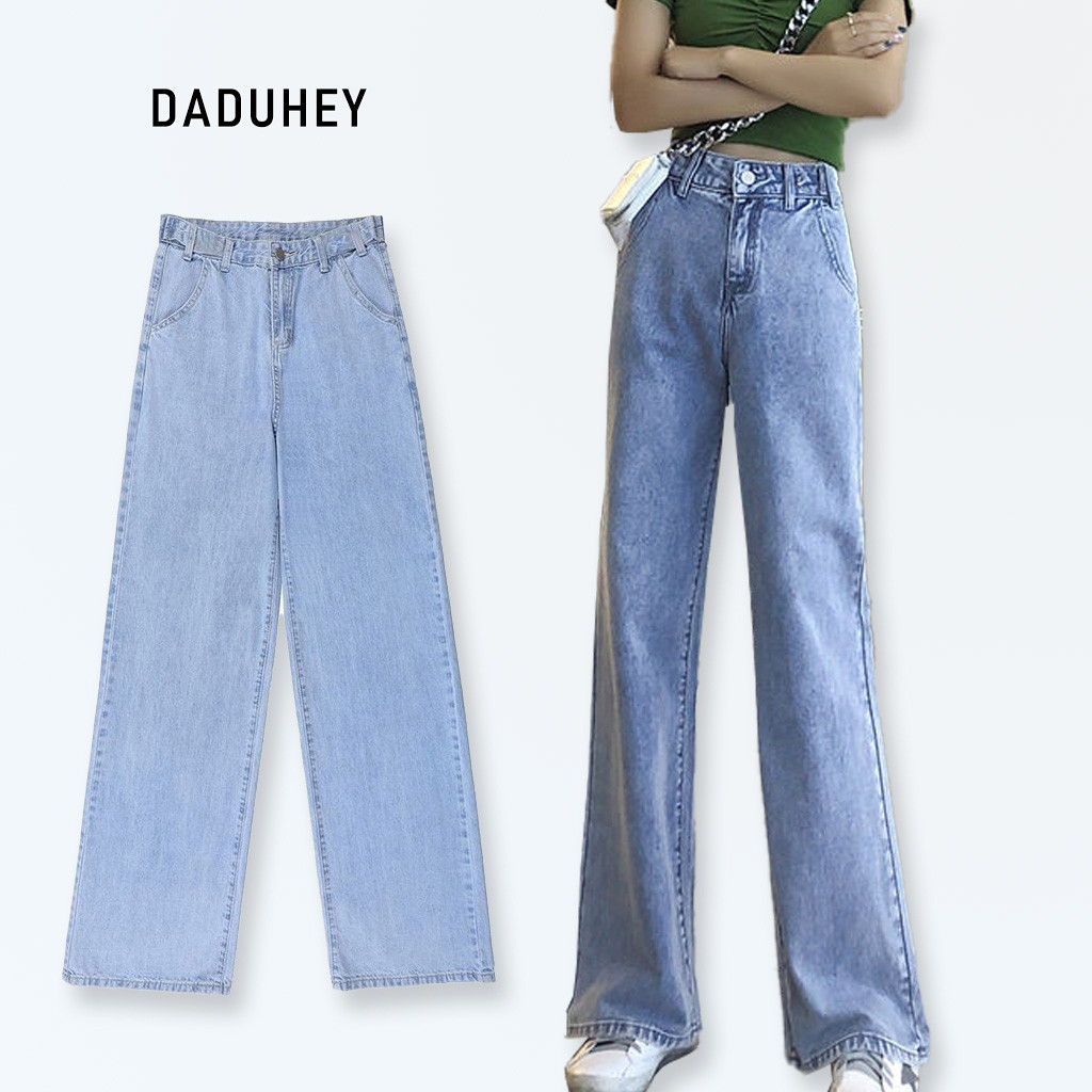 Daduhey baju raya Wide-Leg Jeans Women's High-Waist Drape Mopping Pants