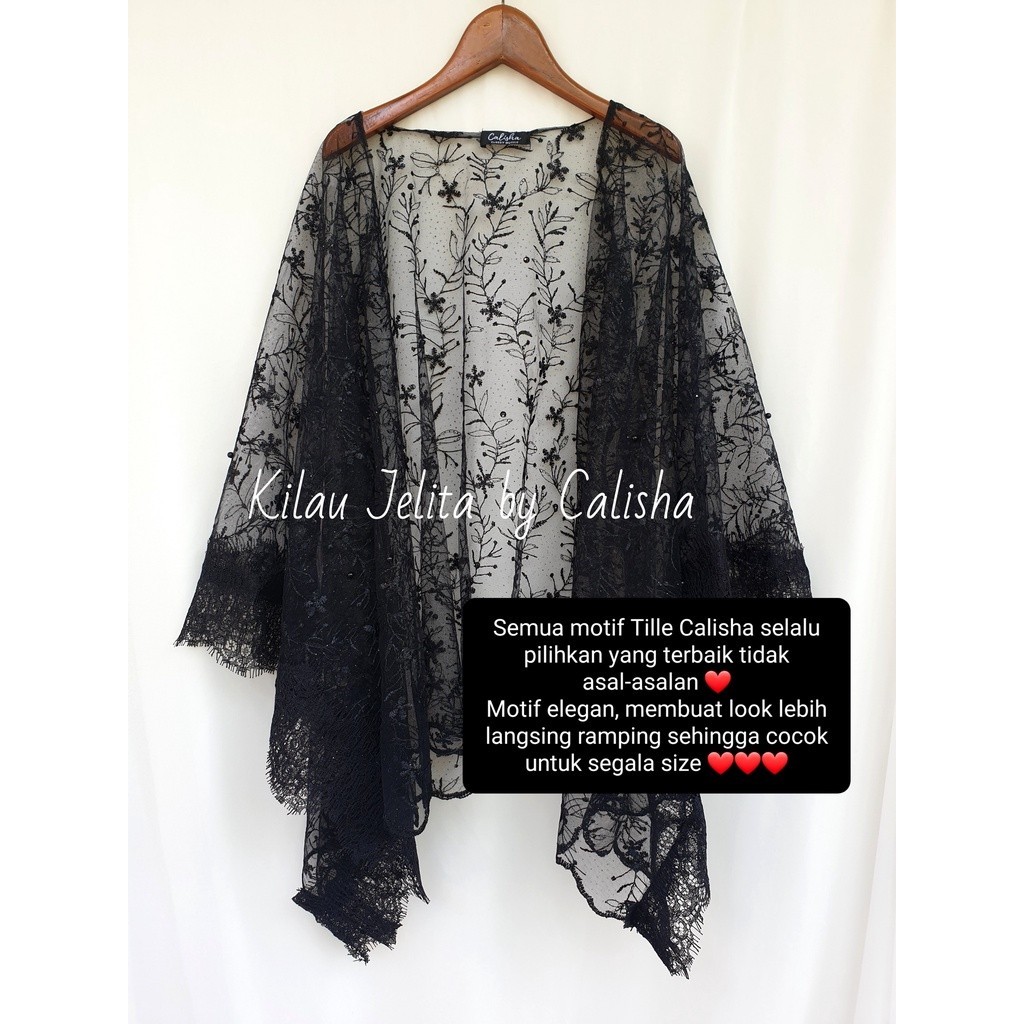 Have Must Kebaya CAPE Glitter Jelita OUTER by Cayza TOP CARDIGAN TILLE TULLE MIX Lace Premium Quality - Image 3